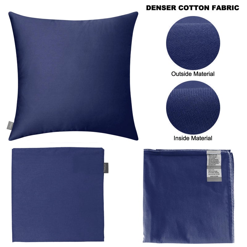 Thmyo 4-Pack 100% Cotton Comfortable Solid Decorative Throw Pillow Case Square Cushion Cover Pillowcase Sublimation Blank Pillow Covers Halloween DIY Throw Pillowcase(20x20inch/50x50cm,Dark Blue) - Image 5